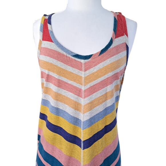Anthropologie Chevron Lounge Maxi Dress Size Medium Sleeveless Rainbow - Picture 8 of 10